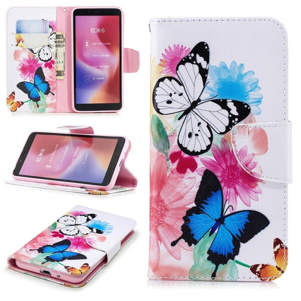

Чехол-книжка Deexe Color Wallet для Xiaomi Redmi 6 - Butterfly and Flower