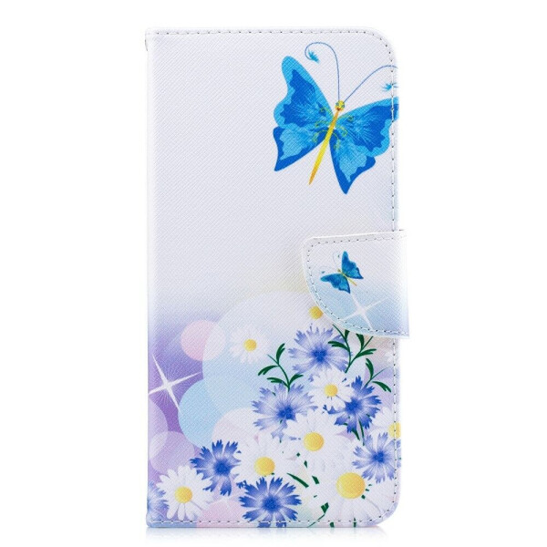 

Чехол-книжка Deexe Color Wallet для Xiaomi Redmi Note 5 / Note 5 Pro - Blue Butterfly and Flowers