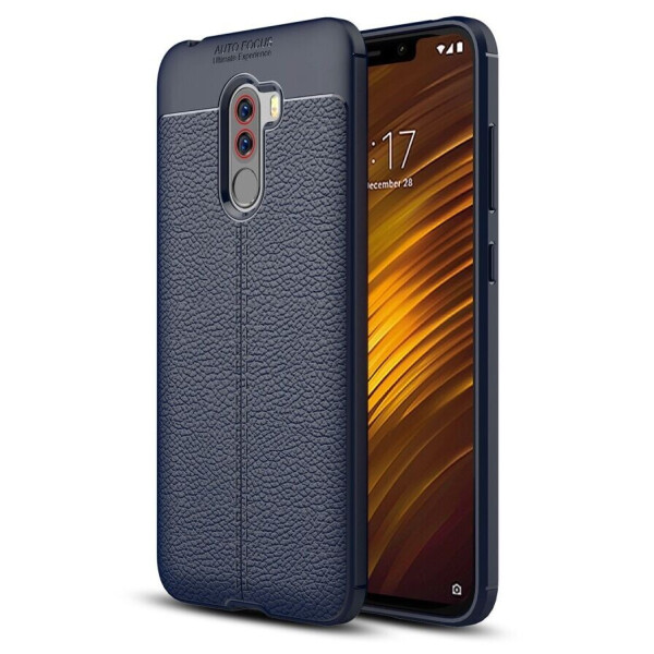 

Защитный чехол Deexe Leather Cover для Xiaomi Poco F1 - Dark Blue