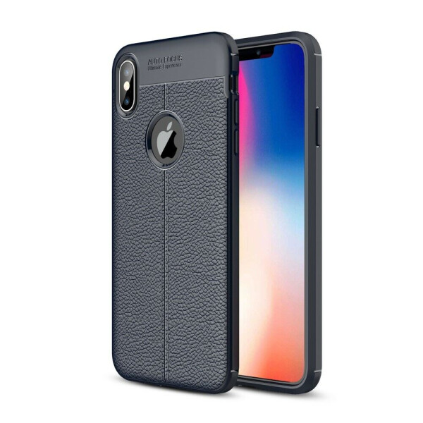 

Защитный чехол Deexe Leather Cover для Apple iPhone XS Max - Dark Blue