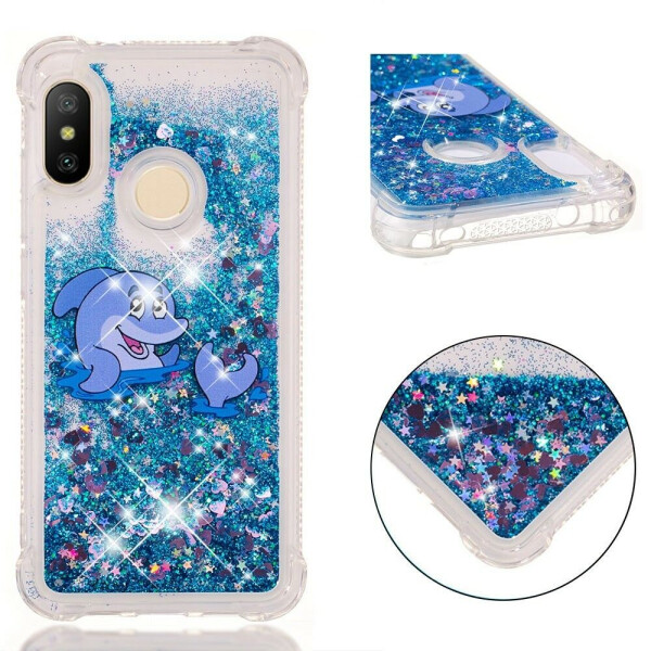 

Силиконовый (TPU) чехол Deexe Liquid Glitter для Xiaomi Redmi 6 Pro / Mi A2 Lite - Dolphin