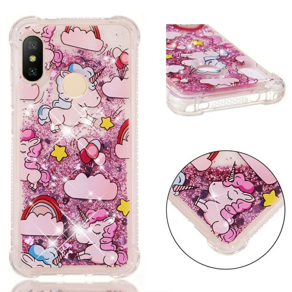 

Силиконовый (TPU) чехол Deexe Liquid Glitter для Xiaomi Redmi 6 Pro / Mi A2 Lite - Unicorn and Cloud