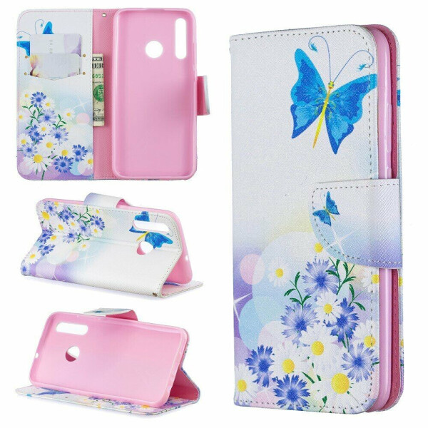 

Чехол-книжка Deexe Color Wallet для Huawei Honor 10i - Blue Butterfly and Flowers