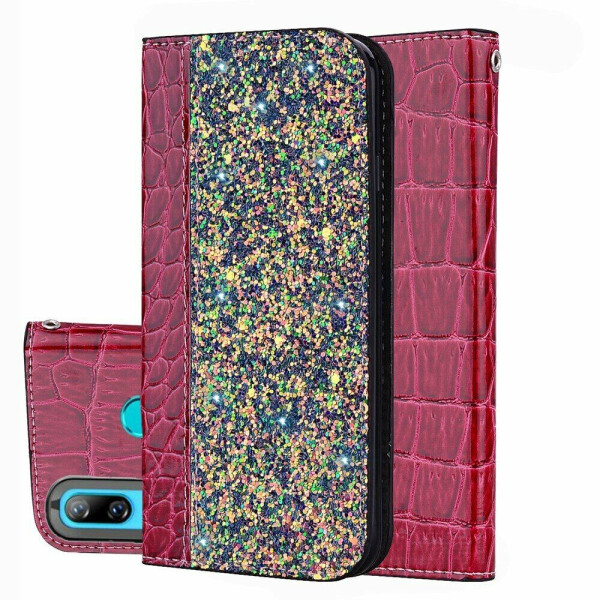 

Чехол-книжка Deexe Glittery Crocodile для Huawei Y7 (2019) - Red