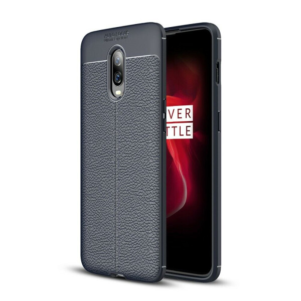 

Защитный чехол Deexe Leather Cover для OnePlus 6T - Dark Blue