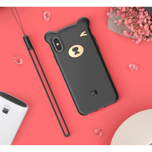 

Силиконовый (TPU) чехол BASEUS 3D Bear для Apple iPhone XS - Black