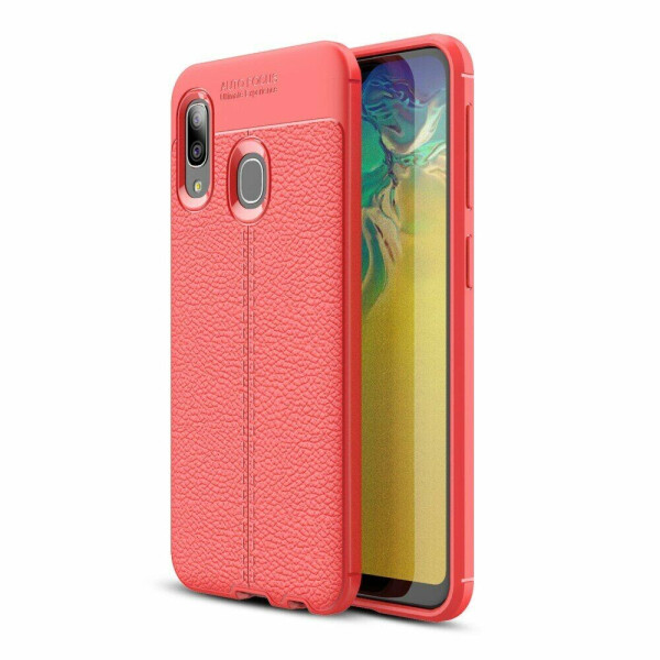 

Защитный чехол Deexe Leather Cover для Samsung Galaxy A20e - Red