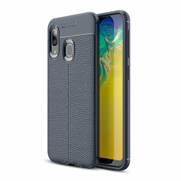 

Защитный чехол Deexe Leather Cover для Samsung Galaxy A20e - Dark Blue