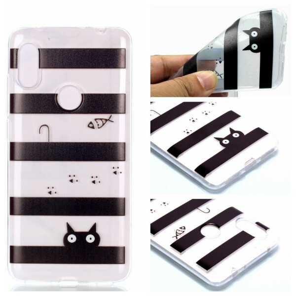 

Силиконовый (TPU) чехол Deexe Pretty Glossy для Xiaomi Redmi Note 6 / Note 6 Pro - Stripes and Cat
