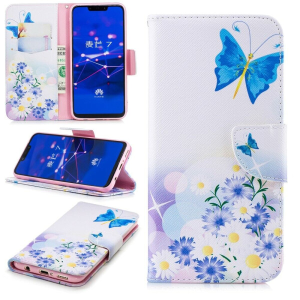 

Чехол-книжка Deexe Color Wallet для Huawei Mate 20 Lite - Blue Butterflies