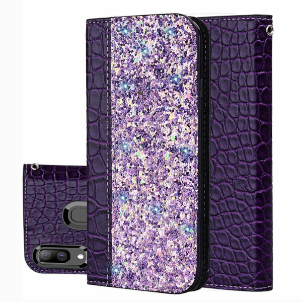 

Чехол-книжка Deexe Glittery Crocodile для Samsung Galaxy A30 (A305) / A20 (A205) - Purple
