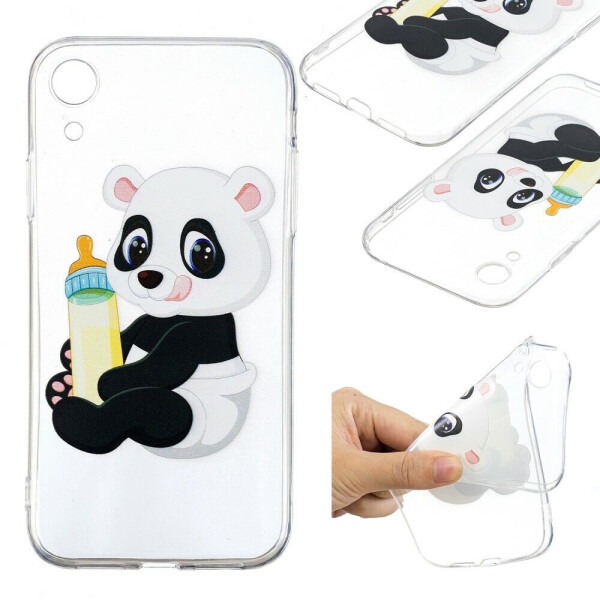 

Силиконовый (TPU) чехол Deexe Pretty Glossy для Apple iPhone XR - Panda Holding a Bottle