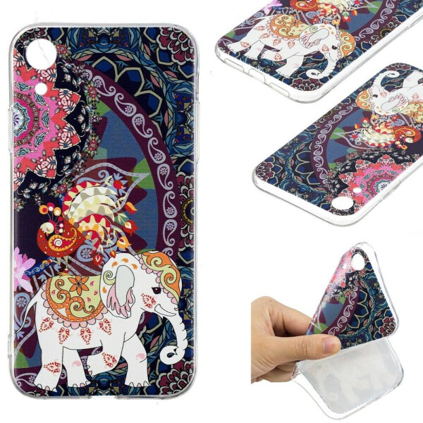 

Силиконовый (TPU) чехол Deexe Pretty Glossy для Apple iPhone XR - Elephant and Peacock