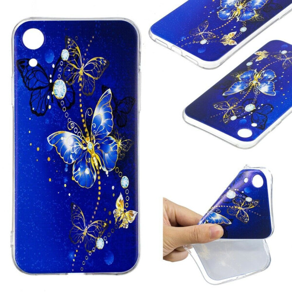 

Силиконовый (TPU) чехол Deexe Pretty Glossy для Apple iPhone XR - Blue Butterfly