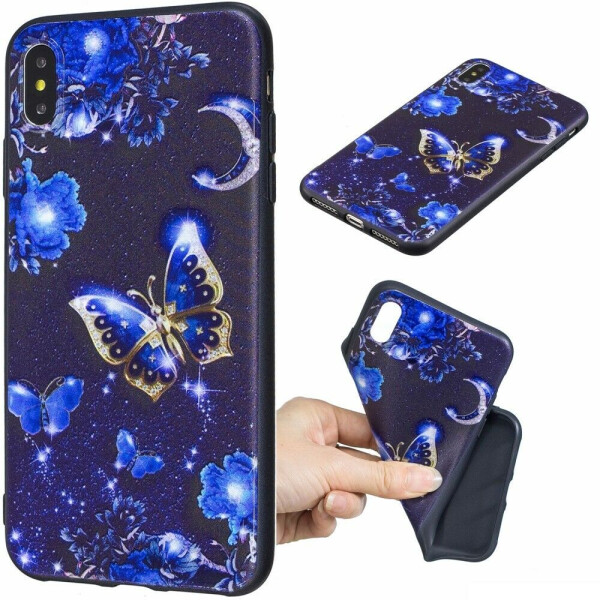 

Силиконовый (TPU) чехол Deexe Life Style для Apple iPhone Xs Max - Blue Butterfly