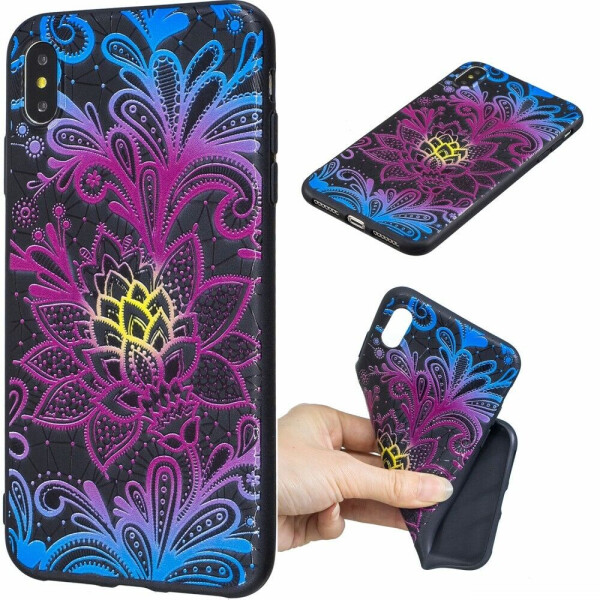 

Силиконовый (TPU) чехол Deexe Life Style для Apple iPhone Xs Max - Flowers Embossment