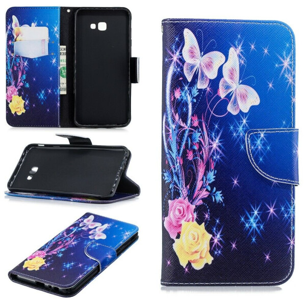 

Чехол-книжка Deexe Color Wallet для Samsung Galaxy J4+ (J415) - Crystal Butterfly and Flower