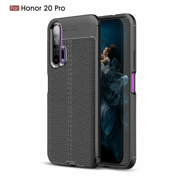 

Защитный чехол Deexe Leather Cover для Huawei Honor 20 Pro - Black