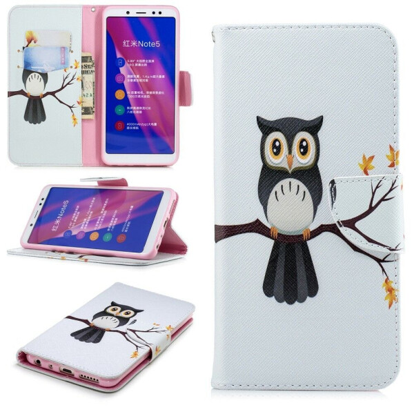 

Чехол-книжка Deexe Color Wallet для Xiaomi Redmi Note 5 / Note 5 Pro - Owl on the Branch