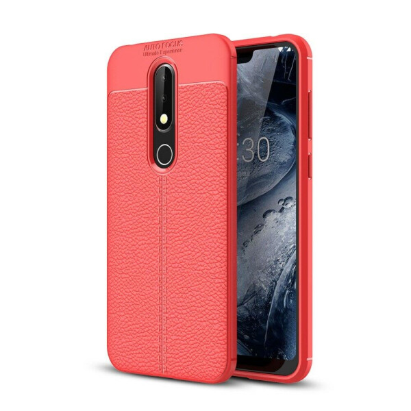 

Защитный чехол Deexe Leather Cover для Nokia 6.1 Plus / Nokia X6 - Red