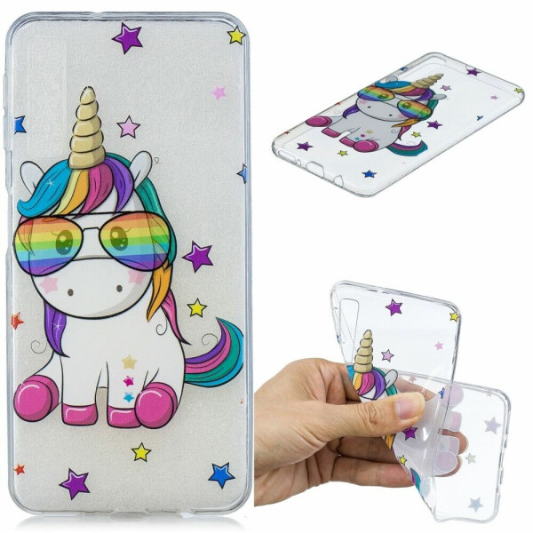

Силиконовый (TPU) чехол Deexe Pretty Glossy для Samsung Galaxy A7 2018 (A750) - Unicorn Wearing Glasses