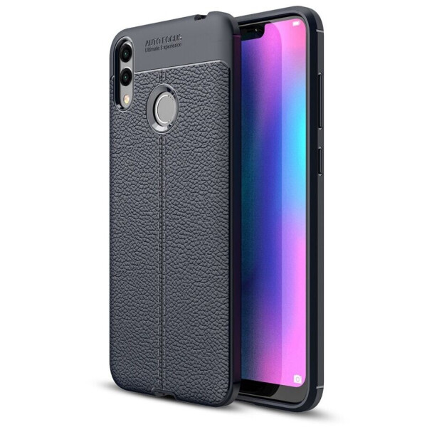 

Защитный чехол Deexe Leather Cover для Huawei Honor 8C - Dark Blue