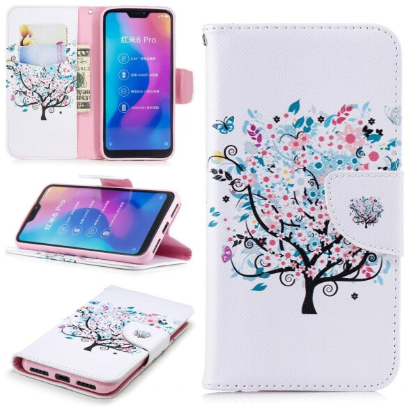 

Чехол-книжка Deexe Color Wallet для Xiaomi Redmi 6 Pro / Mi A2 Lite - Tree with Flower