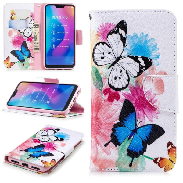 

Чехол-книжка Deexe Color Wallet для Xiaomi Redmi 6 Pro / Mi A2 Lite - Butterfly and Flower