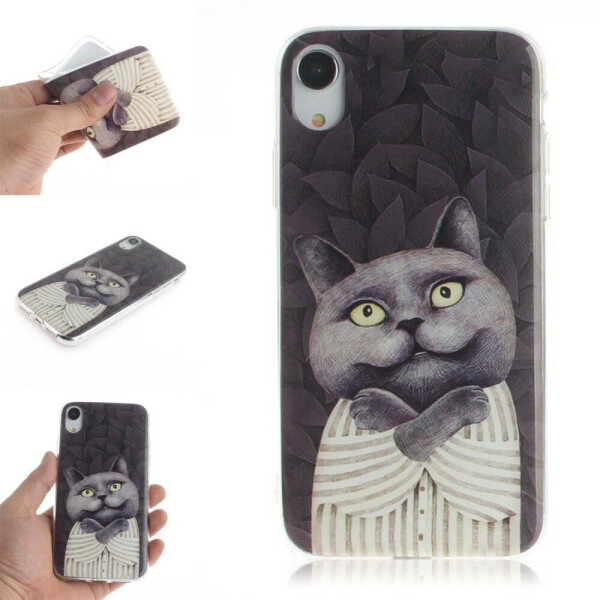 

Силиконовый (TPU) чехол Deexe Life Style для Apple iPhone XR - Grey Cat