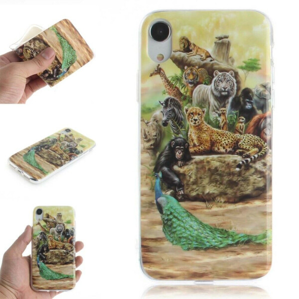 

Силиконовый (TPU) чехол Deexe Life Style для Apple iPhone XR - Animals Getting Together