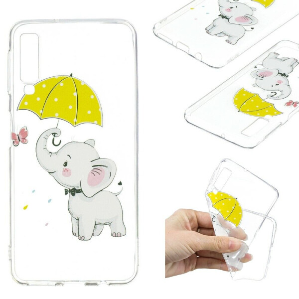 

Силиконовый (TPU) чехол Deexe Pretty Glossy для Samsung Galaxy A7 2018 (A750) - Elephant Holding an Umbrella