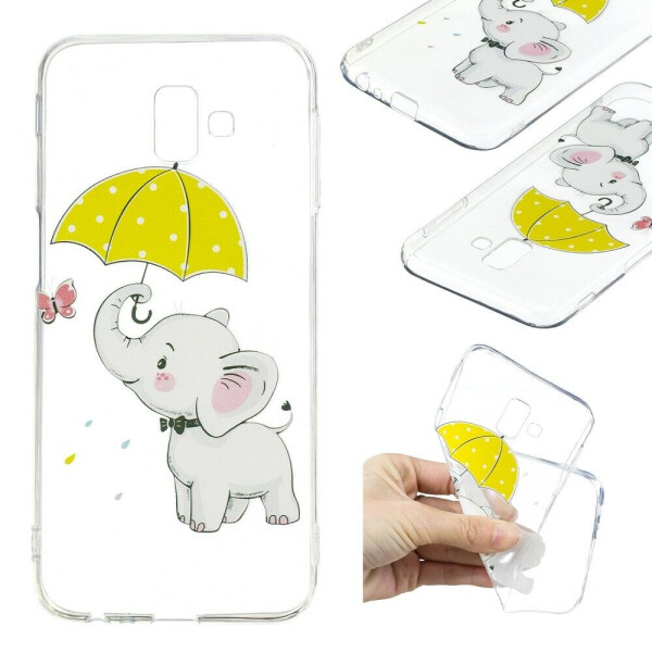 

Силиконовый (TPU) чехол Deexe Pretty Glossy для Samsung Galaxy J6+ (J610) - Elephant Holding an Umbrella