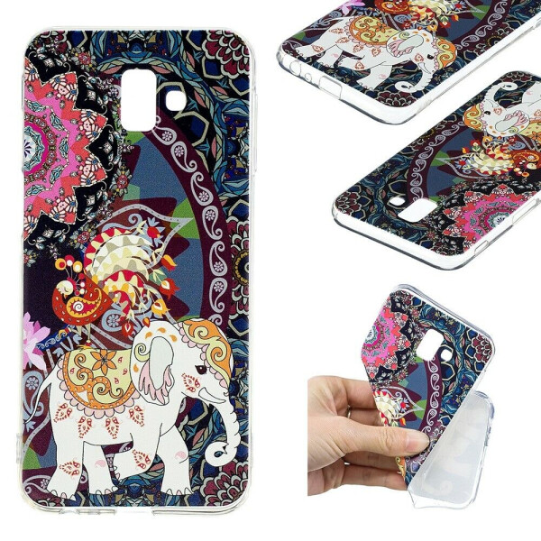 

Силиконовый (TPU) чехол Deexe Pretty Glossy для Samsung Galaxy J6+ (J610) - Flower and Elephant