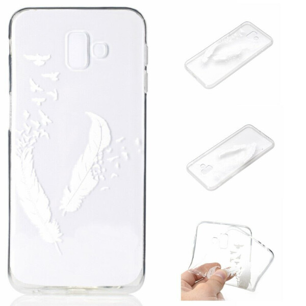 

Силиконовый (TPU) чехол Deexe Pretty Glossy для Samsung Galaxy J6+ (J610) - White Feather and Bird