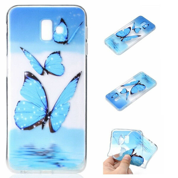 

Силиконовый (TPU) чехол Deexe Pretty Glossy для Samsung Galaxy J6+ (J610) - Blue Butterflies