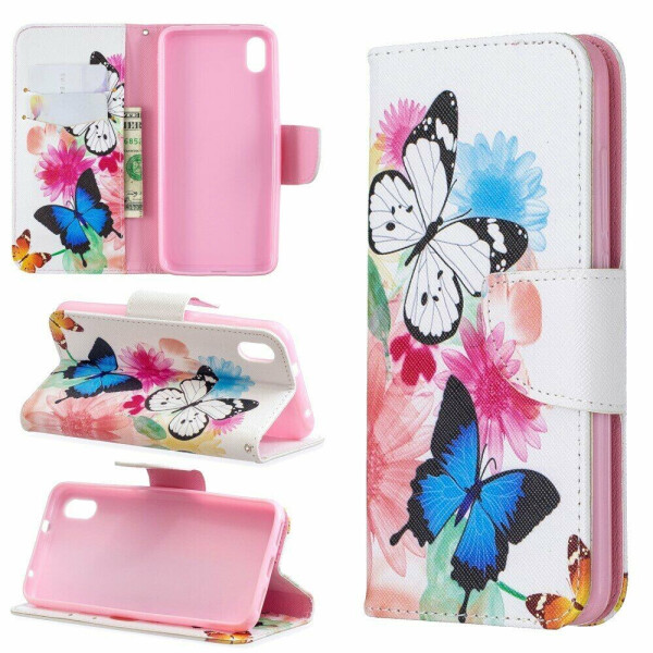 

Чехол-книжка Deexe Color Wallet для Xiaomi Redmi 7A - Butterflies and Flowers