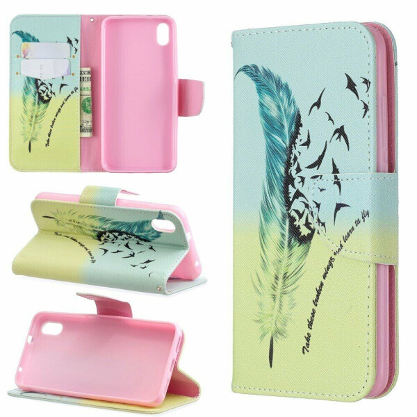 

Чехол-книжка Deexe Color Wallet для Xiaomi Redmi 7A - Feather Pattern