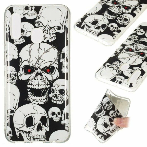 

Силиконовый (TPU) чехол Deexe LumiCase для Samsung Galaxy A20e - Skulls