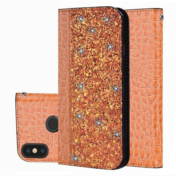

Чехол-книжка Deexe Glittery Crocodile для Xiaomi Redmi Note 6 / Note 6 Pro - Orange