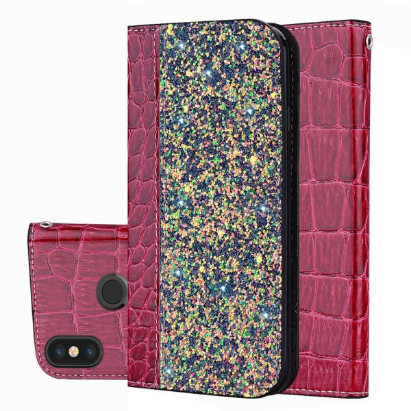 

Чехол-книжка Deexe Glittery Crocodile для Xiaomi Redmi Note 6 / Note 6 Pro - Red