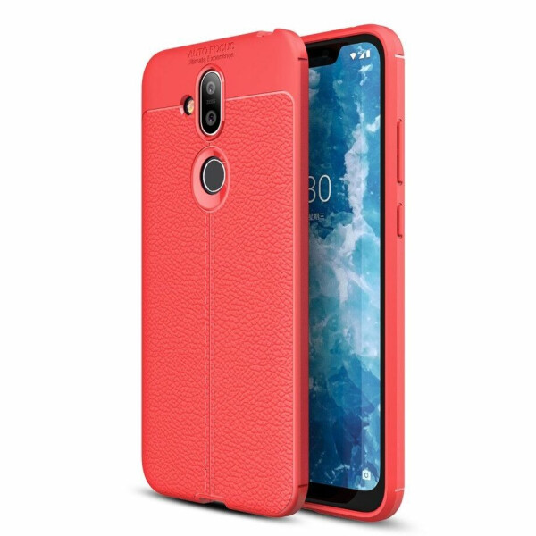 

Защитный чехол Deexe Leather Cover для Nokia 7.1 Plus - Red