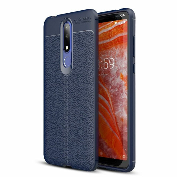 

Защитный чехол Deexe Leather Cover для Nokia 3.1 Plus - Dark Blue