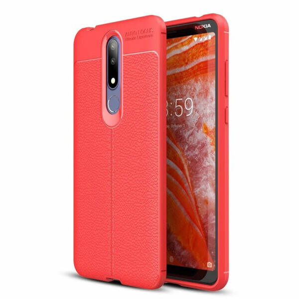 

Защитный чехол Deexe Leather Cover для Nokia 3.1 Plus - Red