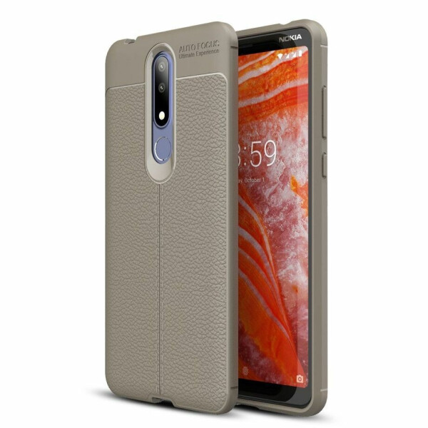 

Защитный чехол Deexe Leather Cover для Nokia 3.1 Plus - Grey