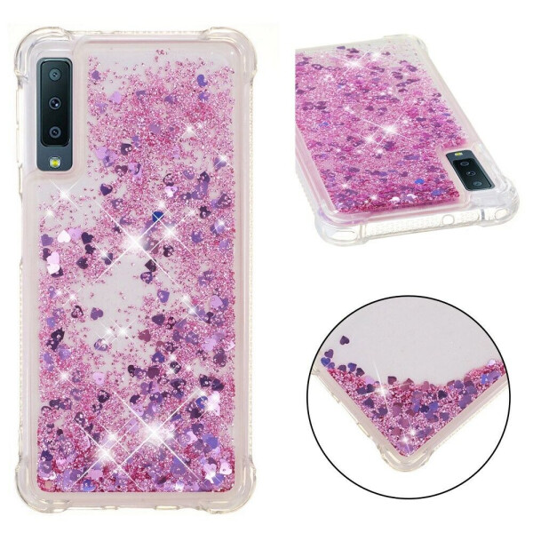 

Силиконовый (TPU) чехол Deexe Liquid Glitter для Samsung Galaxy A7 2018 (A750) - Red