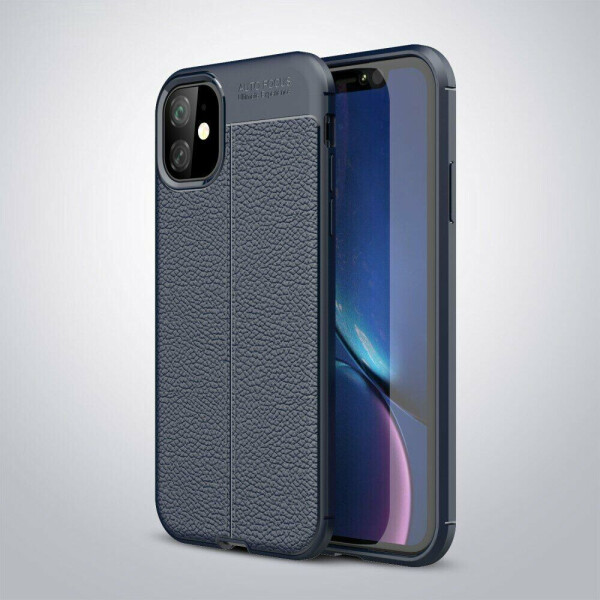 

Защитный чехол Deexe Leather Cover для iPhone 11 - Dark Blue
