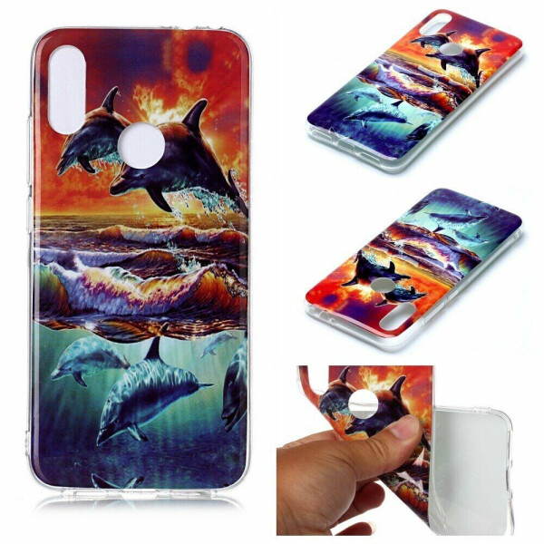 

Силиконовый (TPU) чехол Deexe Life Style для Xiaomi Redmi Note 7 / Note 7 Pro - Dolphins