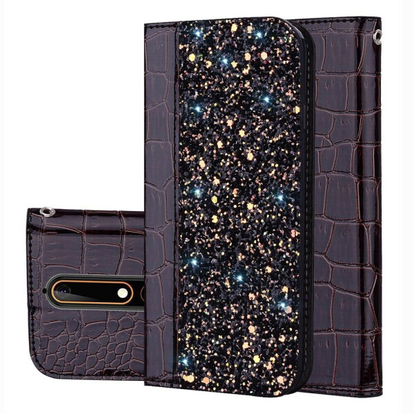 

Чехол-книжка Deexe Glittery Crocodile для Nokia 6 (2018) / Nokia 6.1 - Black