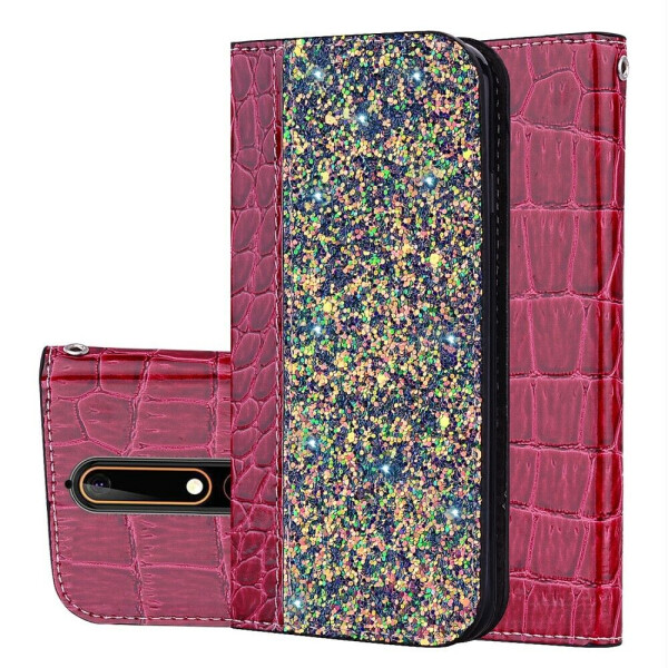 

Чехол-книжка Deexe Glittery Crocodile для Nokia 6 (2018) / Nokia 6.1 - Red