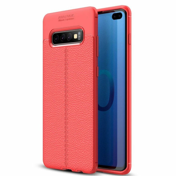 

Защитный чехол Deexe Leather Cover для Samsung Galaxy S10 Plus - Red